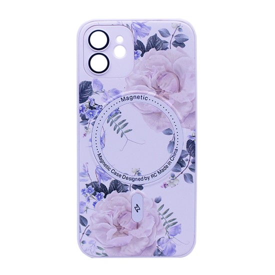 Capa Magnética com Desenho de Flores para Apple iPhone 12 Branco